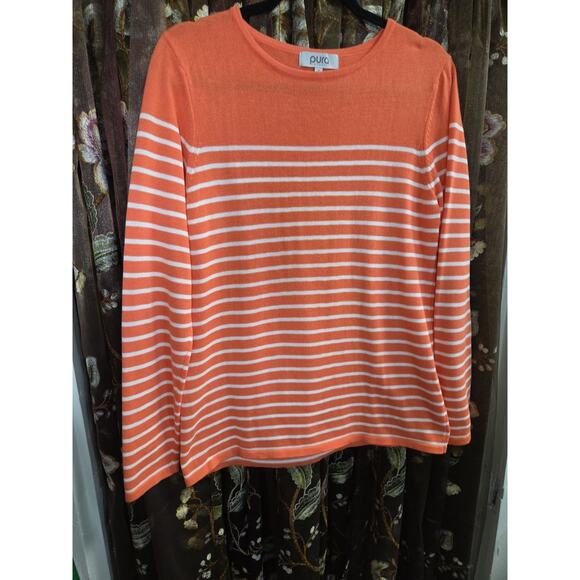 Pura Cashmere Striped Sweater Size Medium - Picture 4 of 12